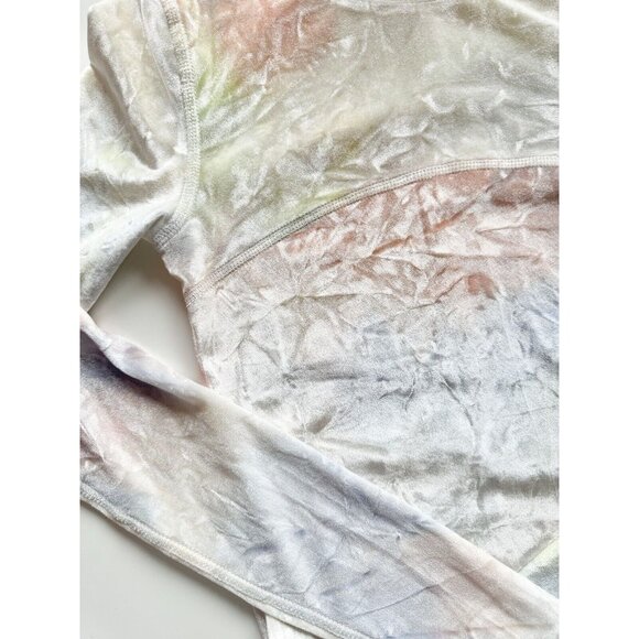 Aritzia WILFRED FREE Moon Pastel Tie Dye Velvet Cropped Turtleneck Top, Size XS - Picture 7 of 15